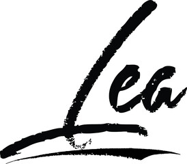 Lea-Female name Modern Brush Calligraphy on White Background