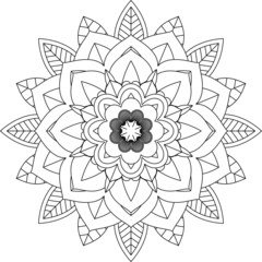 Easy Mandala coloring book simple and basic for beginners, seniors and children. Set of Mehndi flower pattern for Henna drawing and tattoo. Decoration in ethnic oriental, Indian style.