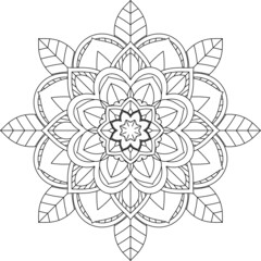 Easy Mandala coloring book simple and basic for beginners, seniors and children. Set of Mehndi flower pattern for Henna drawing and tattoo. Decoration in ethnic oriental, Indian style.