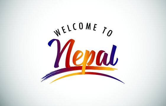 Nepal Welcome To Message in Beautiful Colored Modern Gradients Vector Illustration.