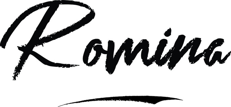 Romina-Female name Modern Brush Calligraphy on White Background