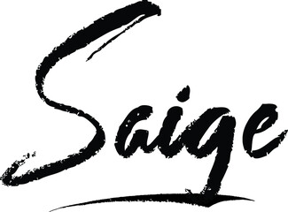 Saige-Female name Modern Brush Calligraphy on White Background