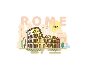 city of Rome in outline style on white background