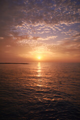 Rocky beach at sunrise, colors