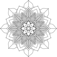 Easy Mandala coloring book simple and basic for beginners, seniors and children. Set of Mehndi flower pattern for Henna drawing and tattoo. Decoration in ethnic oriental, Indian style.