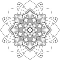 Easy Mandala coloring book simple and basic for beginners, seniors and children. Set of Mehndi flower pattern for Henna drawing and tattoo. Decoration in ethnic oriental, Indian style.