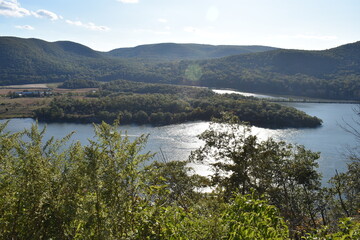 Fototapeta na wymiar Scenic view from Manitou Mountain overlooking Bear Mountain from across the Hudson River