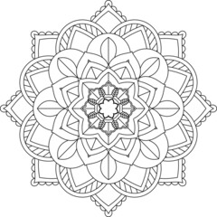 Easy Mandala coloring book simple and basic for beginners, seniors and children. Set of Mehndi flower pattern for Henna drawing and tattoo. Decoration in ethnic oriental, Indian style.