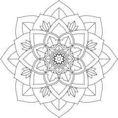 Easy Mandala coloring book simple and basic for beginners, seniors and children. Set of Mehndi flower pattern for Henna drawing and tattoo. Decoration in ethnic oriental, Indian style.