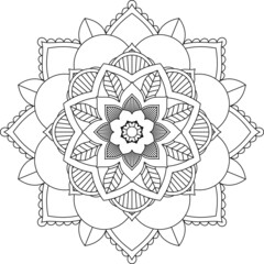 Easy Mandala coloring book simple and basic for beginners, seniors and children. Set of Mehndi flower pattern for Henna drawing and tattoo. Decoration in ethnic oriental, Indian style.