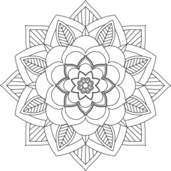 Easy Mandala coloring book simple and basic for beginners, seniors and children. Set of Mehndi flower pattern for Henna drawing and tattoo. Decoration in ethnic oriental, Indian style.