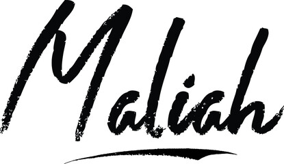 Maliah-Female name Modern Brush Calligraphy on White Background