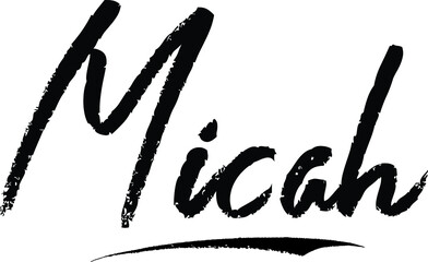 Micah-Female name Modern Brush Calligraphy on White Background
