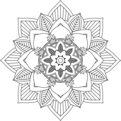 Easy Mandala coloring book simple and basic for beginners, seniors and children. Set of Mehndi flower pattern for Henna drawing and tattoo. Decoration in ethnic oriental, Indian style.