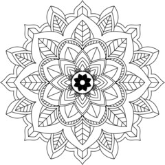 Easy Mandala coloring book simple and basic for beginners, seniors and children. Set of Mehndi flower pattern for Henna drawing and tattoo. Decoration in ethnic oriental, Indian style.