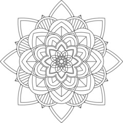 Easy Mandala coloring book simple and basic for beginners, seniors and children. Set of Mehndi flower pattern for Henna drawing and tattoo. Decoration in ethnic oriental, Indian style.