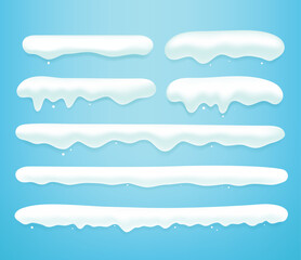 Snow cap vector collection on blue background