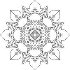 Easy Mandala coloring book simple and basic for beginners, seniors and children. Set of Mehndi flower pattern for Henna drawing and tattoo. Decoration in ethnic oriental, Indian style.