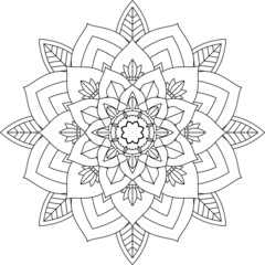 Easy Mandala coloring book simple and basic for beginners, seniors and children. Set of Mehndi flower pattern for Henna drawing and tattoo. Decoration in ethnic oriental, Indian style.