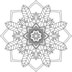 Easy Mandala coloring book simple and basic for beginners, seniors and children. Set of Mehndi flower pattern for Henna drawing and tattoo. Decoration in ethnic oriental, Indian style.