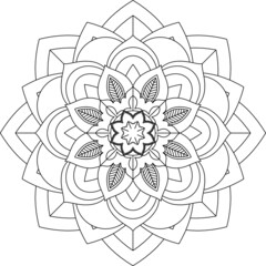 Easy Mandala coloring book simple and basic for beginners, seniors and children. Set of Mehndi flower pattern for Henna drawing and tattoo. Decoration in ethnic oriental, Indian style.