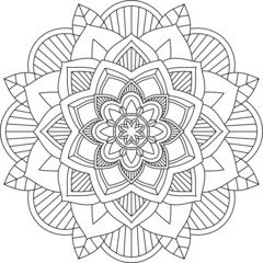 Easy Mandala coloring book simple and basic for beginners, seniors and children. Set of Mehndi flower pattern for Henna drawing and tattoo. Decoration in ethnic oriental, Indian style.
