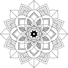 Easy Mandala coloring book simple and basic for beginners, seniors and children. Set of Mehndi flower pattern for Henna drawing and tattoo. Decoration in ethnic oriental, Indian style.