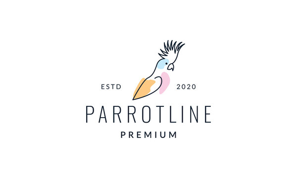Cockatoos  line abstract colorful logo vector illustration design