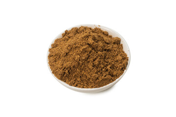 Mix spices in a bowl isolated on white.