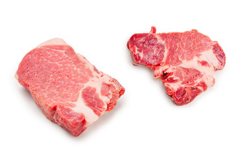 Raw pork isolated on white background.