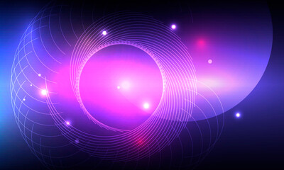 Vector bright circle blue space. Abstract glowing spiral