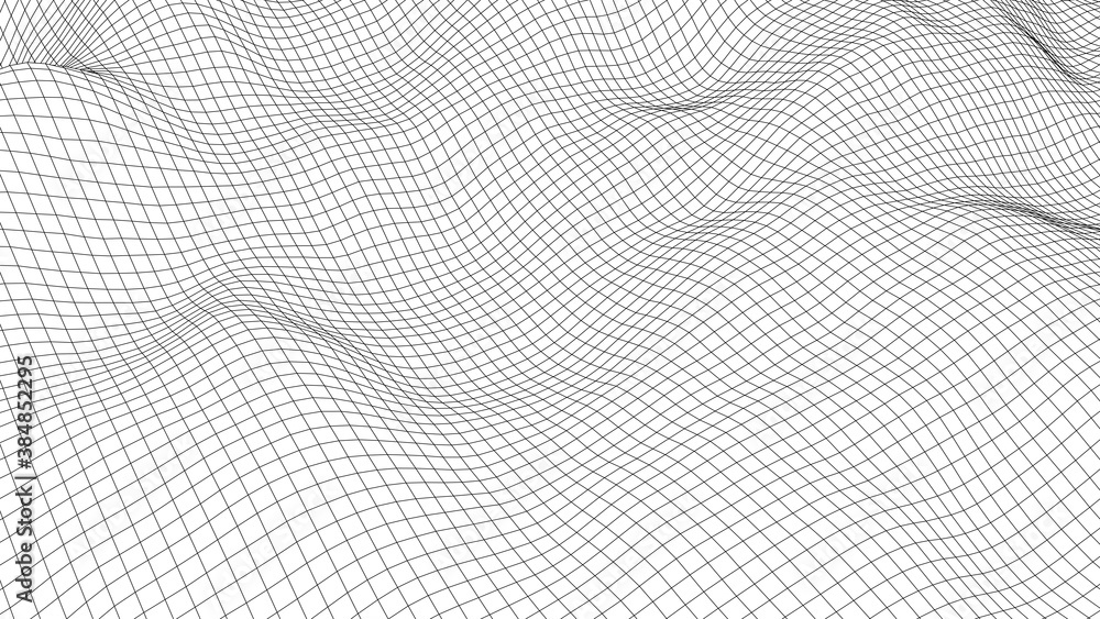 Poster vector curved perspective grid. detailed lines forming an abstract background