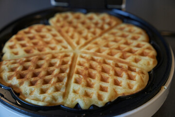 waffles in a round waffle iron