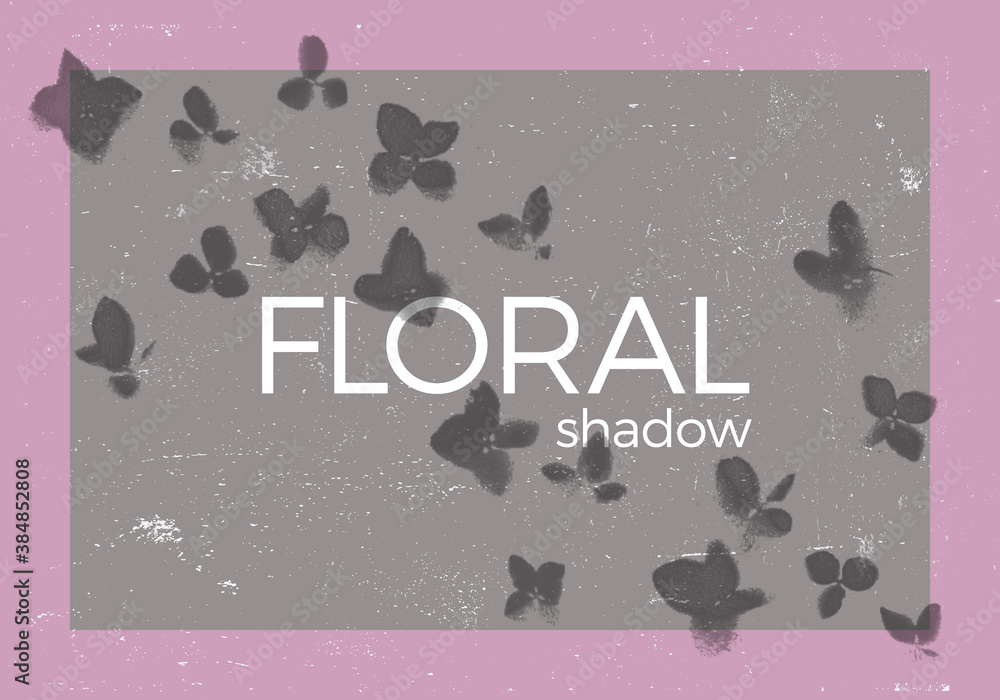 Poster abstract grunge background with floral shadow overlays. decorative design elements for greeting card