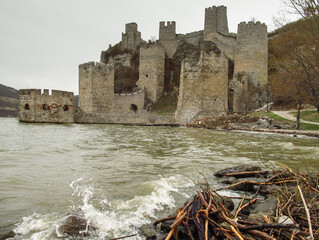 The ruins of the old tower on the Danube in Serbia