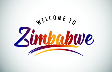 Zimbabwe Welcome To Message in Beautiful Colored Modern Gradients Vector Illustration.