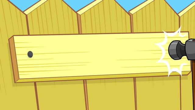 Wood fence cartoon loop animation.