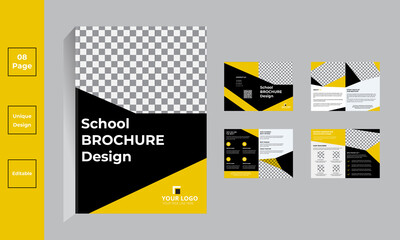 8 Pages Creative Business Brochure with modern abstract design. Use for marketing, print, annual report and business presentations and Multi Purpose. - Vector