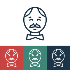 Linear vector icon with grandfather and mustache