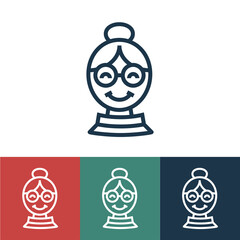 Linear vector icon with grandma