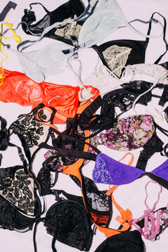 Pile of Various Sexy Bras