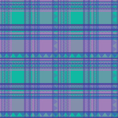 Multicolor tribal Navajo check vector seamless pattern. Aztec, ethnic, hipster backdrop. Great for wallpaper, fabric, paper, textile, weave, wrapping.