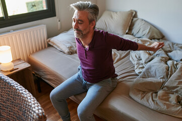 Man stretching in the morning