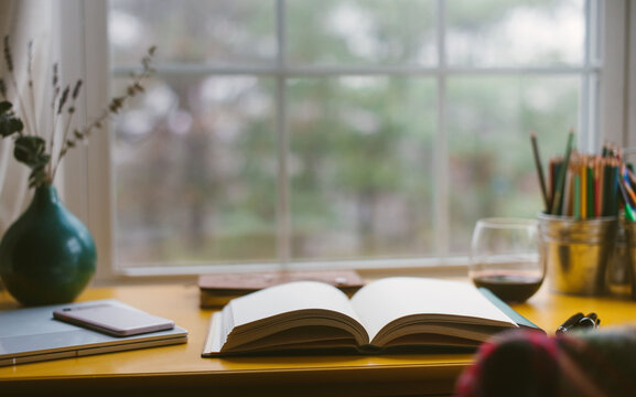 Open notebook on desk