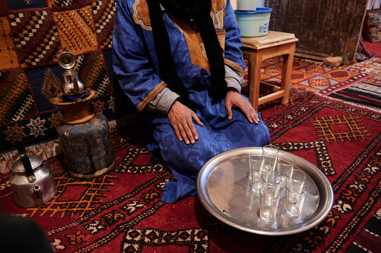 Mint tea preparation berber family Morocco