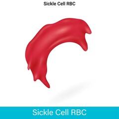 Sickle cell shape in sickle cell anemia disease vector illustration 