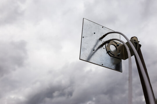 Antenna with a lightning rod. A storm is coming. Mobile connection.