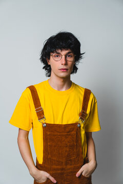 Nerdy man looking at camera