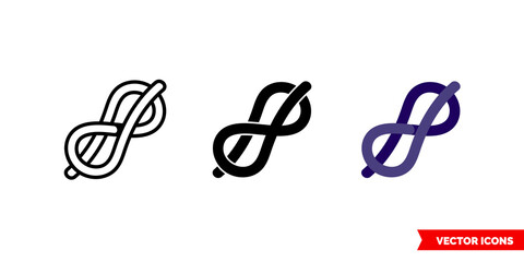 Scout knot icon of 3 types color, black and white, outline. Isolated vector sign symbol.
