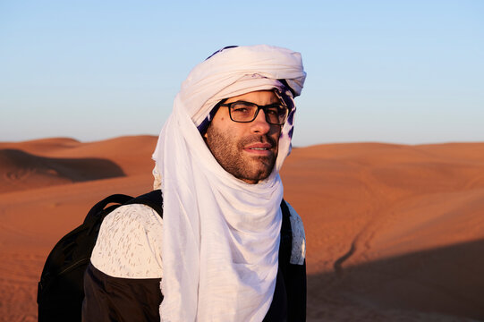 Tourist as berber male looking at camera